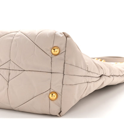 Prada Tessuto Nylon Chevron Quilted Shoulder Bag Beige 10 of 14