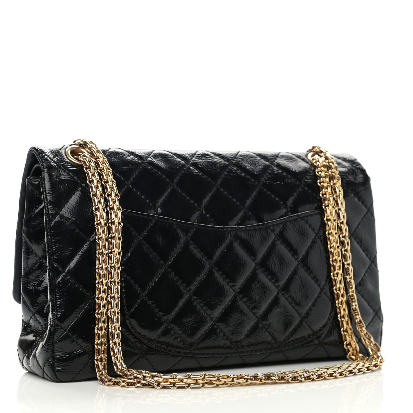 Distressed Patent Quilted 2.55 Reissue 226 Flap Black