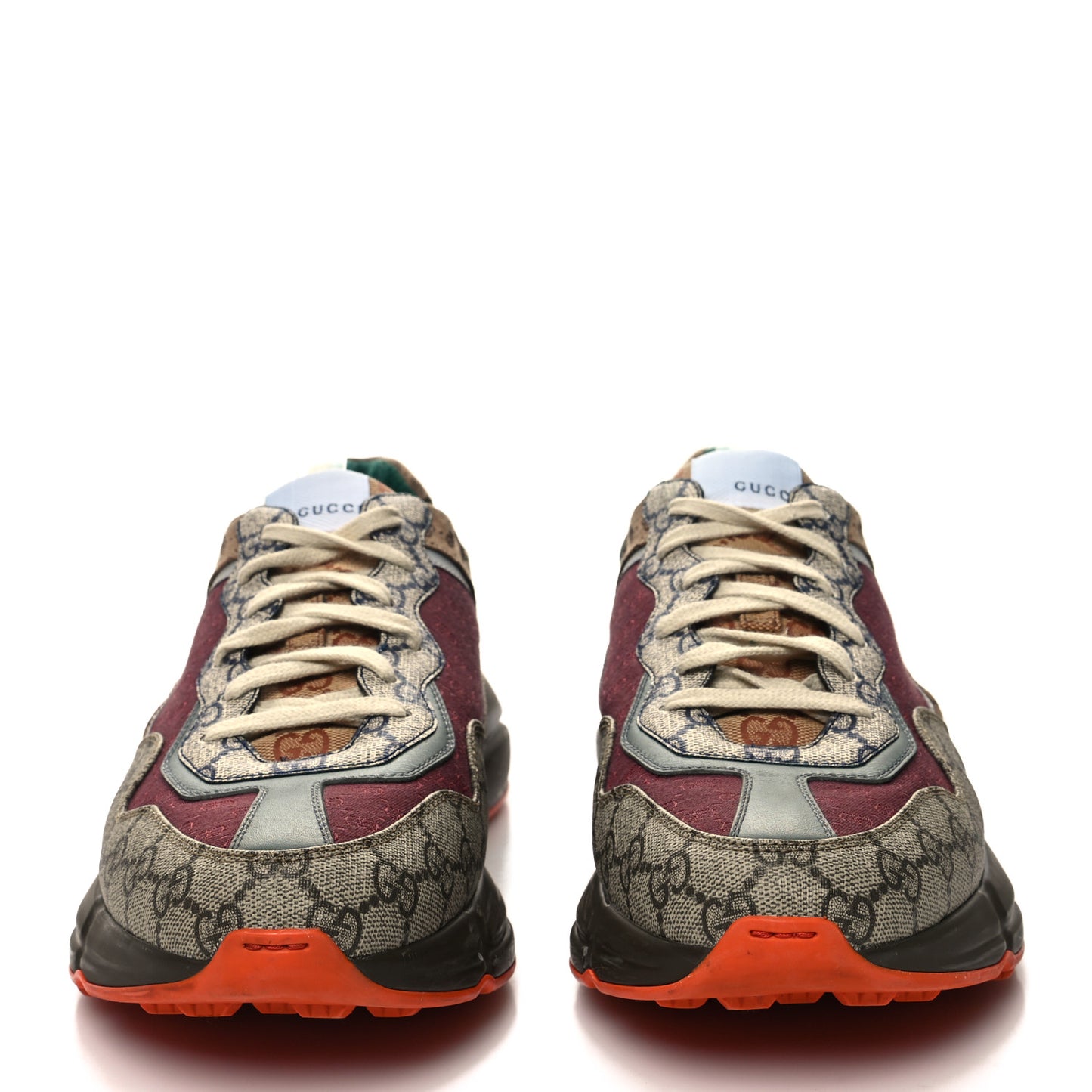 GG Supreme Monogram Mix Monogram Mens Rhyton Sneakers 10.5 Bordeaux Beige Ebony