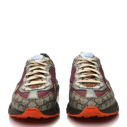 Gucci GG Supreme Monogram Mix Monogram Mens Rhyton Sneakers 10.5 Bordeaux Beige Ebony 2 of 9