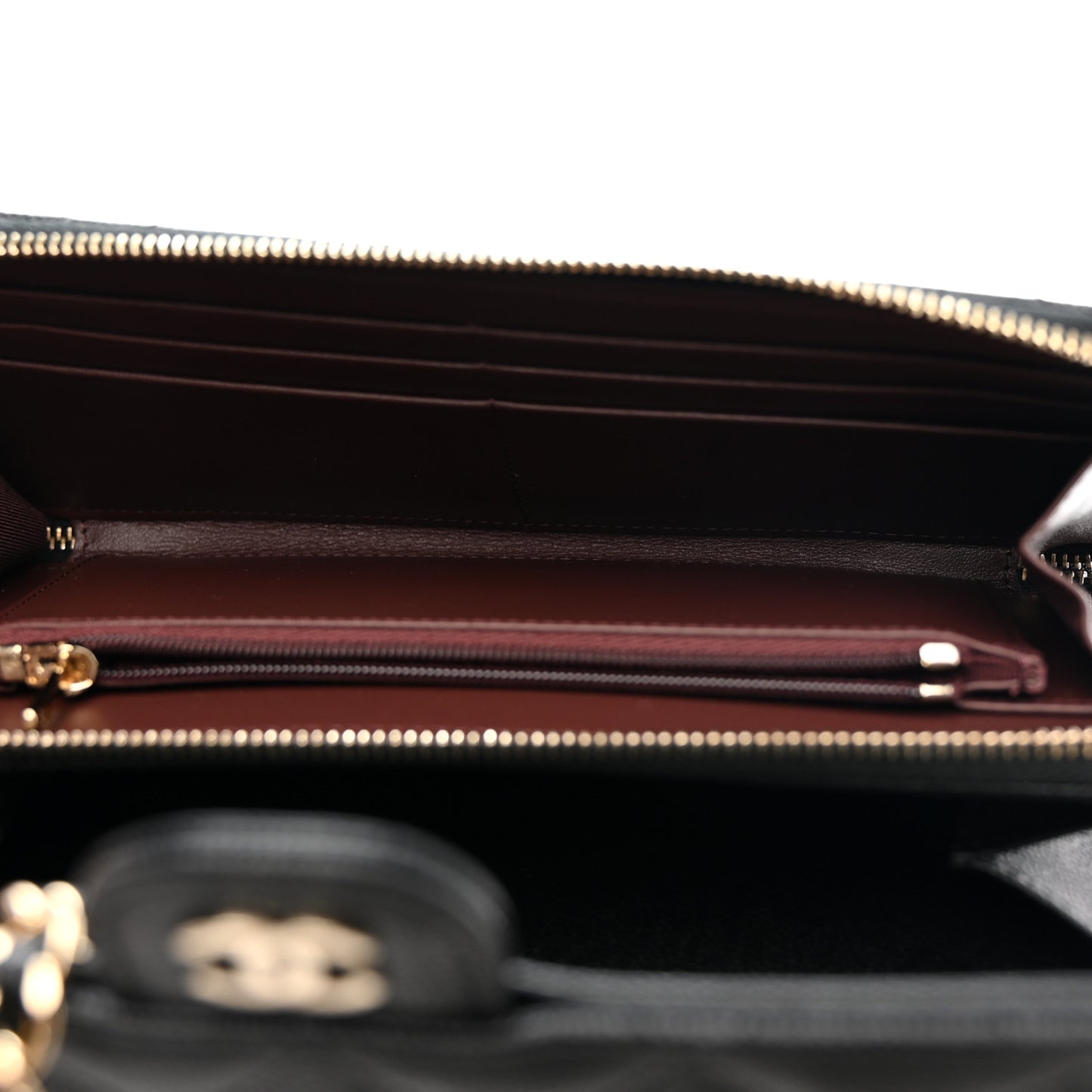 Caviar Quilted Phone Holder Wallet on Removable Chain Black