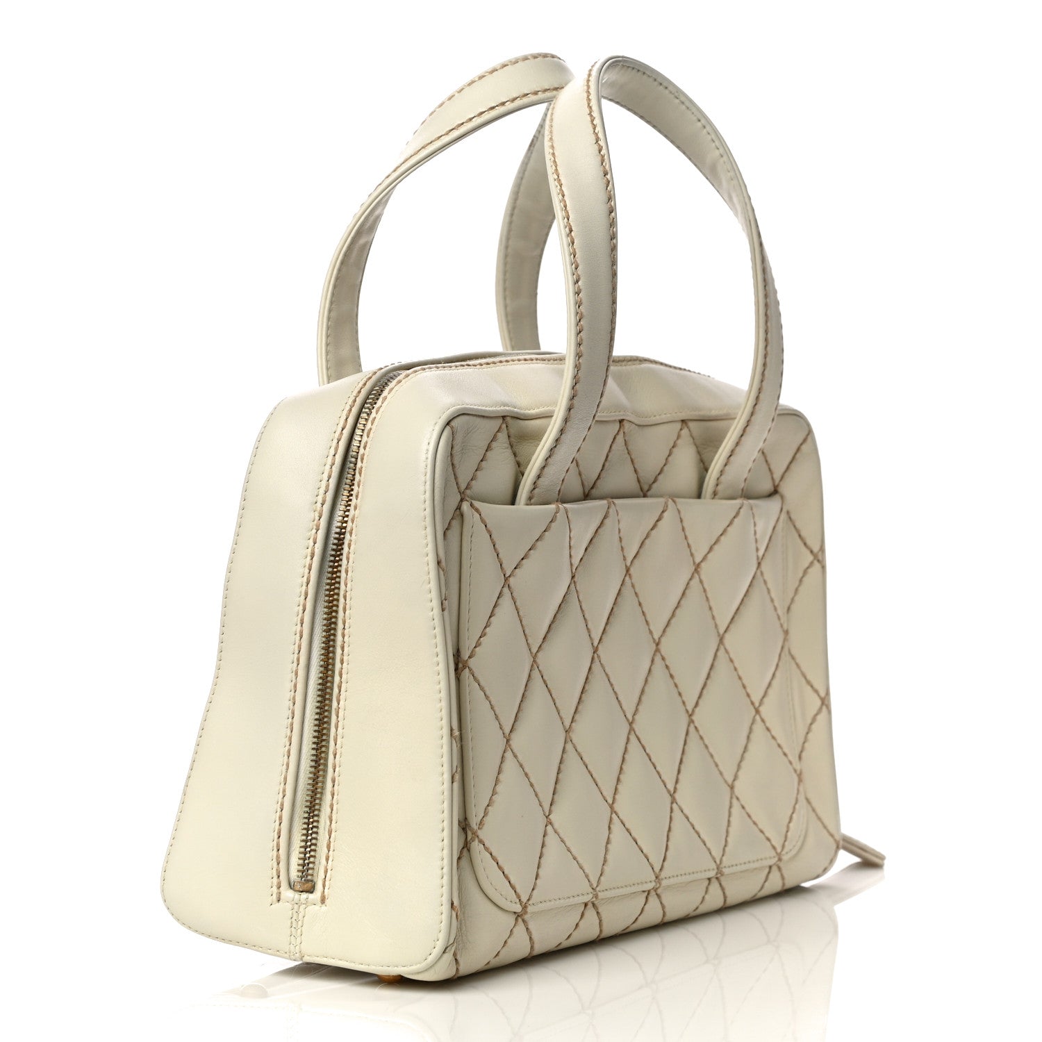 Chanel Calfskin Wild Stitch Top Handle Bag White 4 of 24