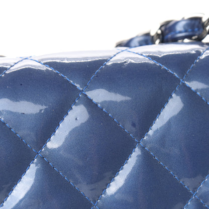 Chanel Patent Quilted Jumbo Double Flap Blue 16 of 20