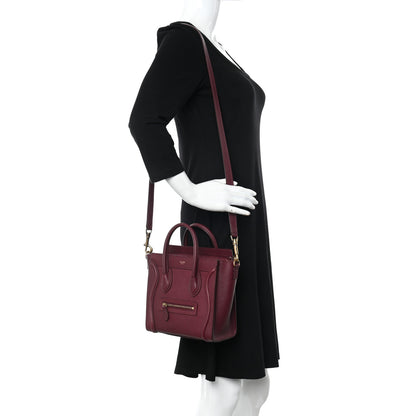 Celine Drummed Calfskin Nano Luggage Acai 2 of 12