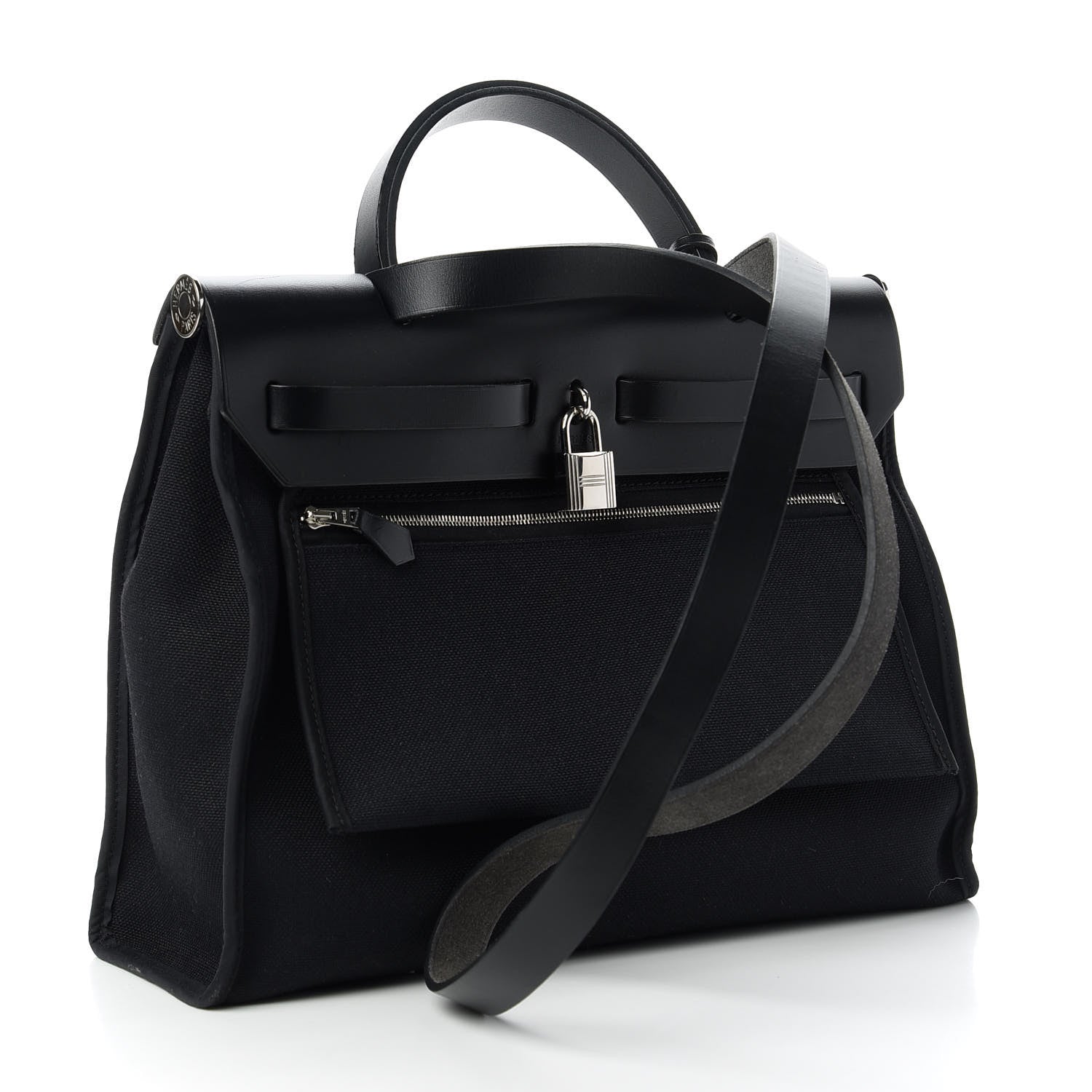 Hermes Military Toile Vache Hunter Herbag Zip PM 31 Black 3 of 10