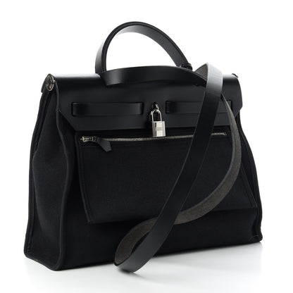 Hermes Military Toile Vache Hunter Herbag Zip PM 31 Black 3 of 10