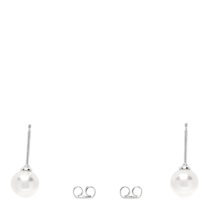 Mikimoto 18K White Gold Blue Sapphire Akoya Cultured Pearl 8-8.5mm Stud Earrings 3 of 5