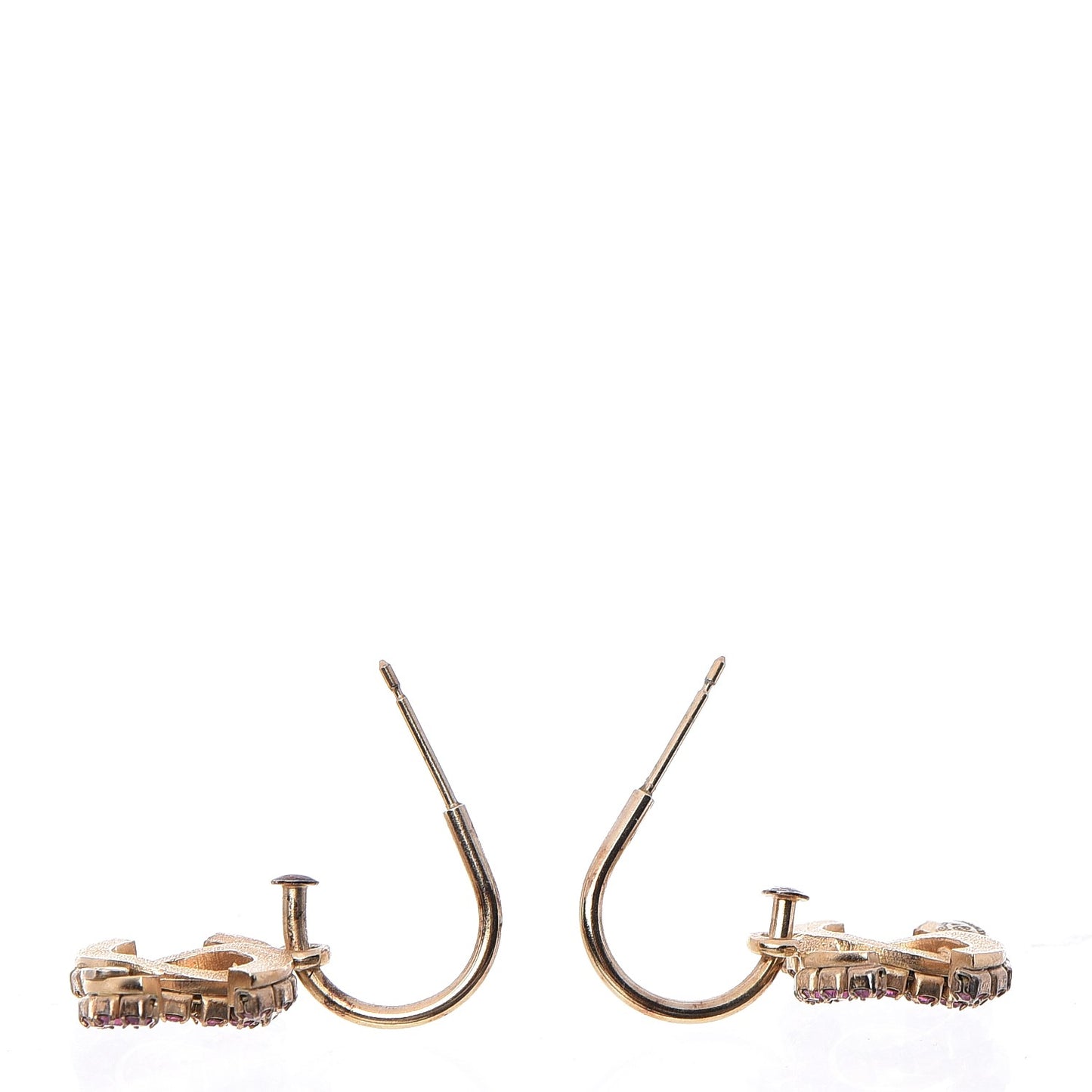 Crystal CC Dangle Earrings Pink Gold