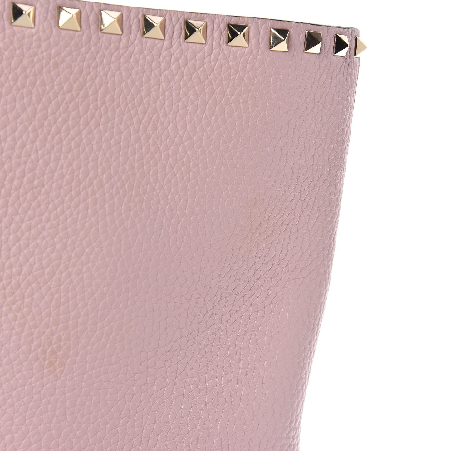 Grained Calfskin Rockstud Shoulder Tote Water Rose