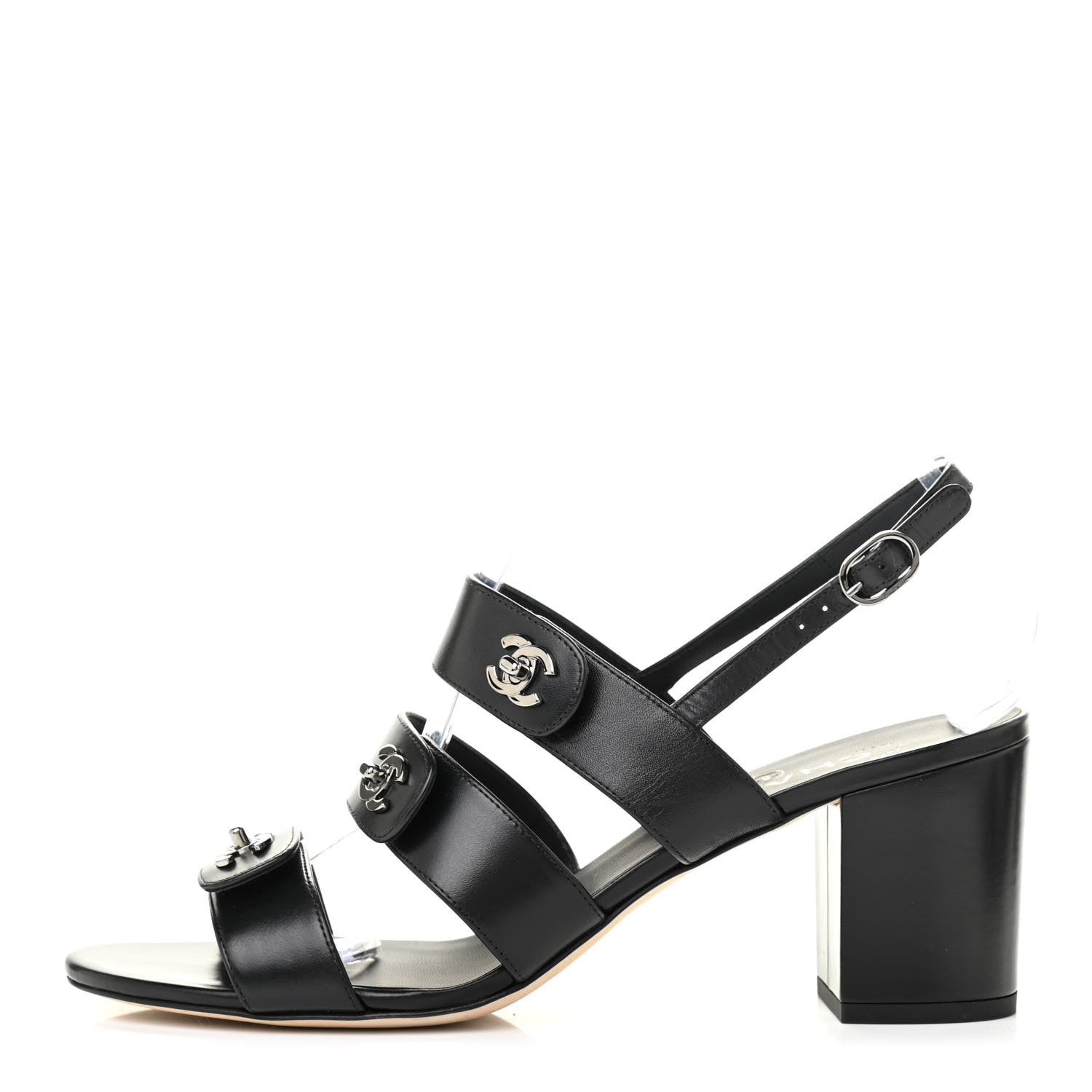 Chanel Calfskin CC Turnlock Sandals 41 Black 1 of 7