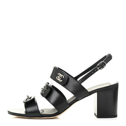 Chanel Calfskin CC Turnlock Sandals 41 Black 1 of 7
