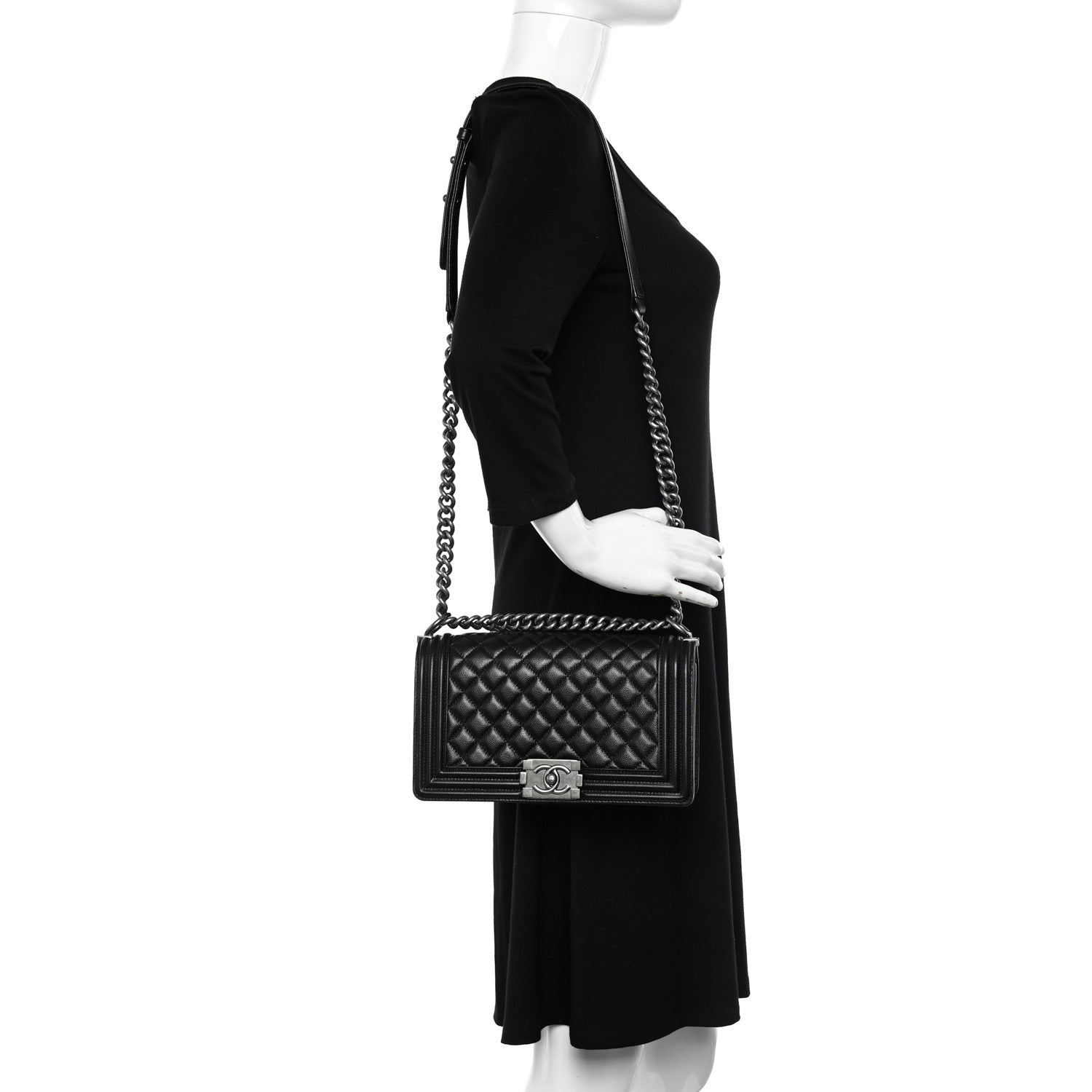 Chanel Caviar Quilted Medium Boy Flap Black 2 of 11
