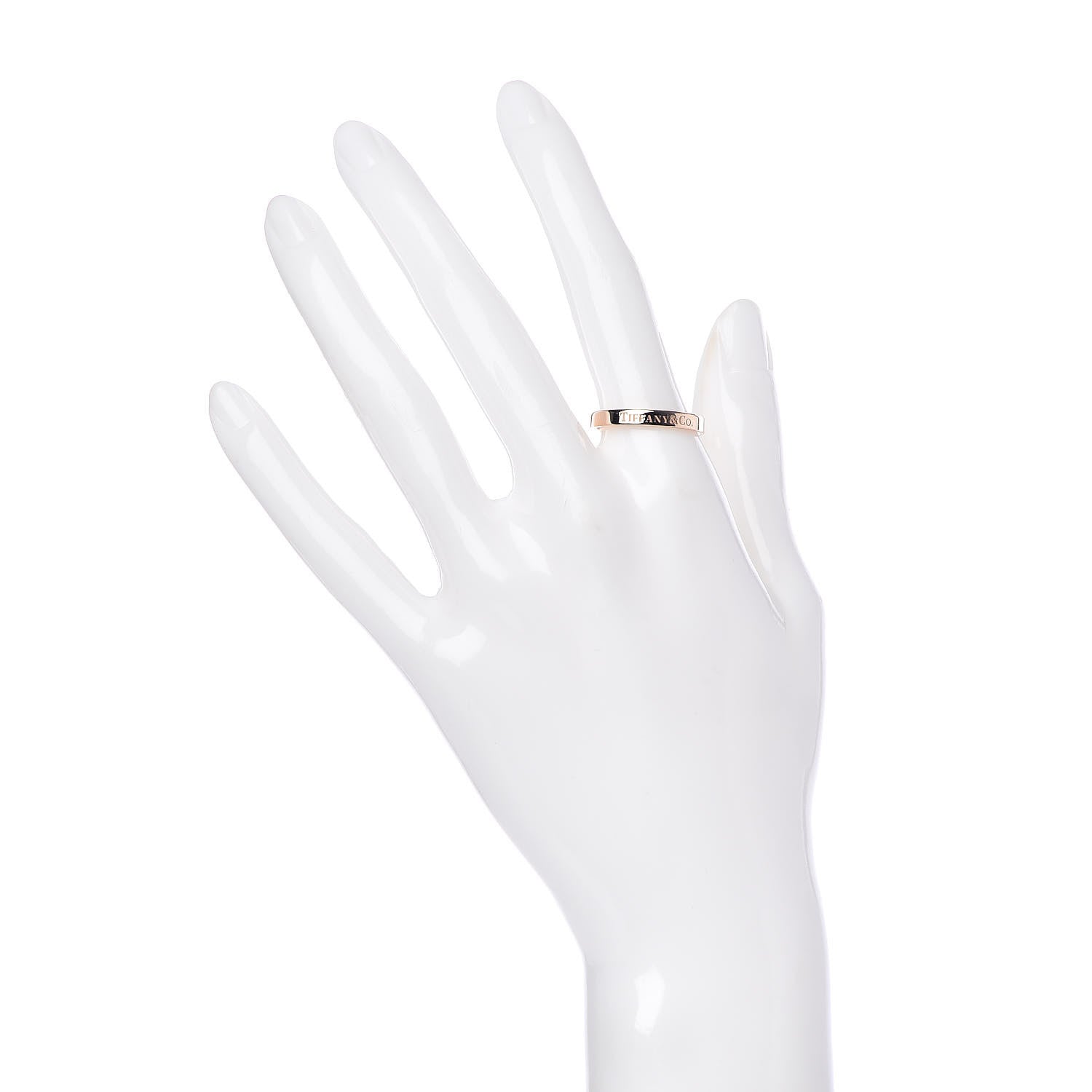 Tiffany 18K Rose Gold Logo Band Ring 57 8 2 of 4