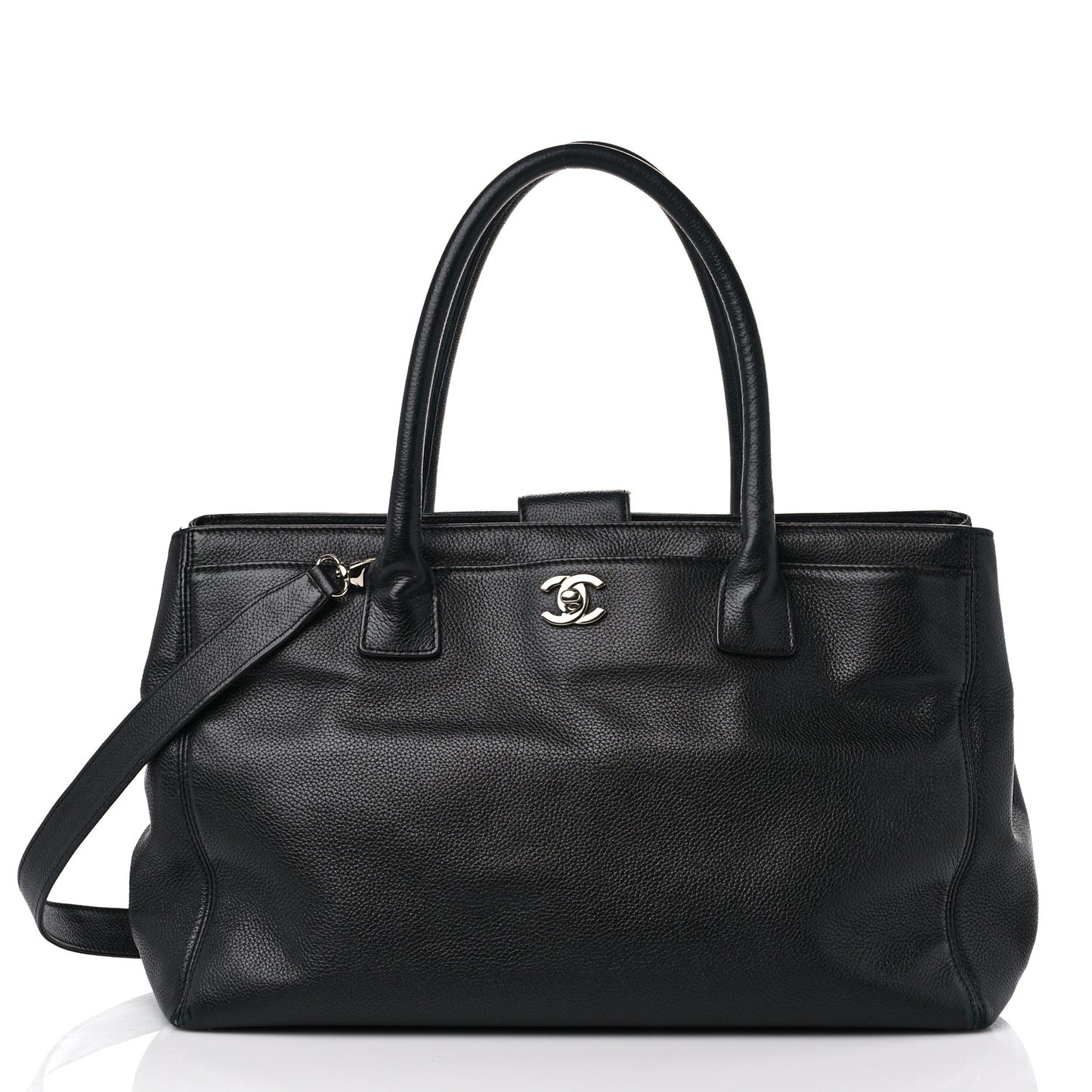 Calfskin Cerf Executive Shopper Tote Black