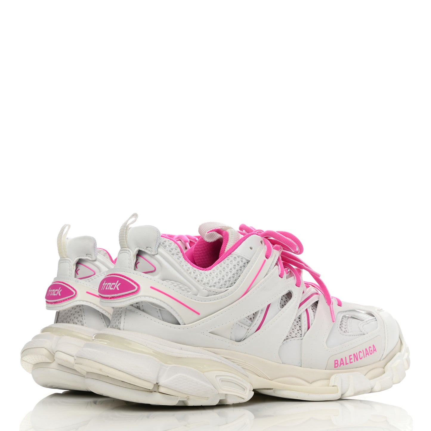 Mesh Rubber Bi-Color Womens Track Sneakers 39 White Fluo Pink
