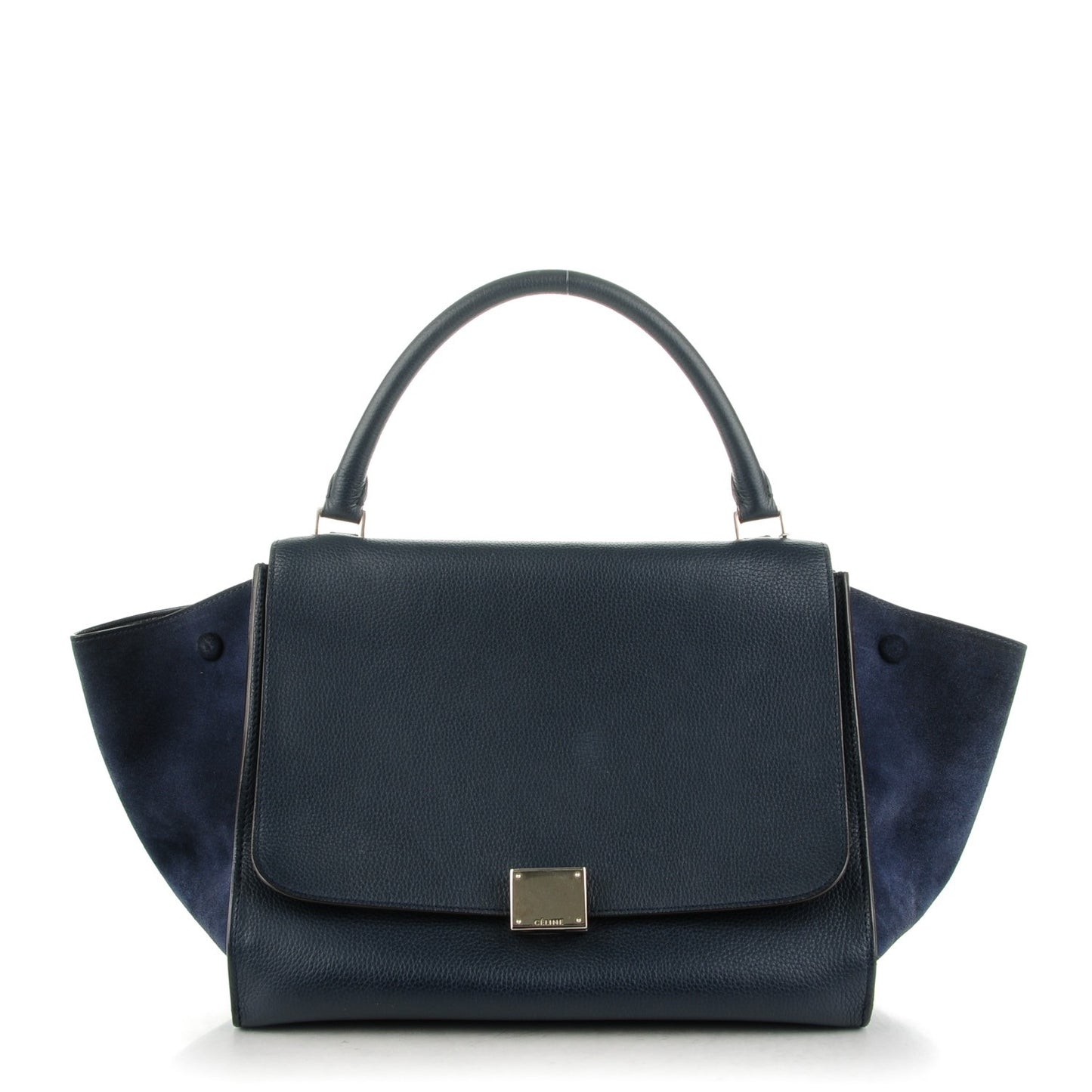 Drummed Calfskin Suede Medium Trapeze Navy