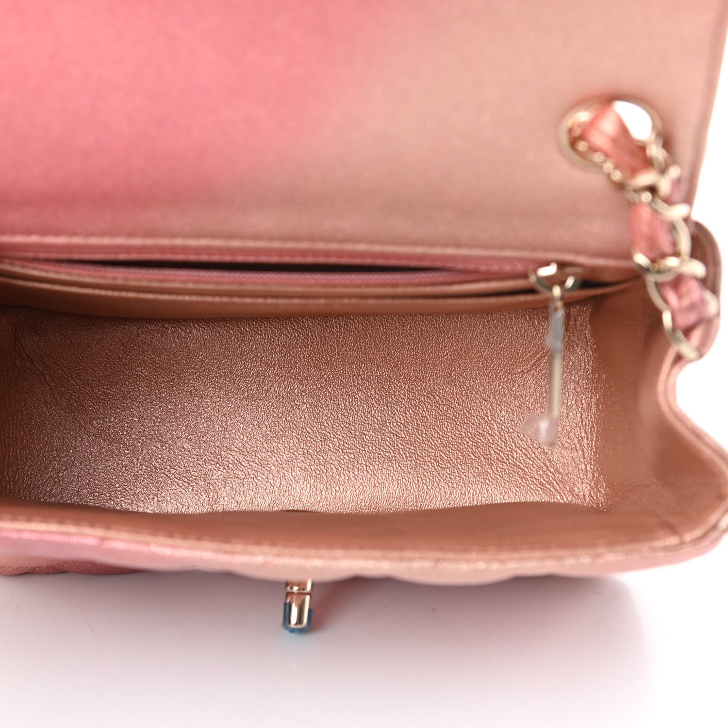 Chanel Metallic Lambskin Quilted Ombre Mini Square Flap Pink 5 of 11