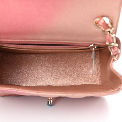 Chanel Metallic Lambskin Quilted Ombre Mini Square Flap Pink 5 of 11