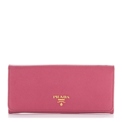 Prada Saffiano Metal Continental Flap Wallet Peonia 1 of 7
