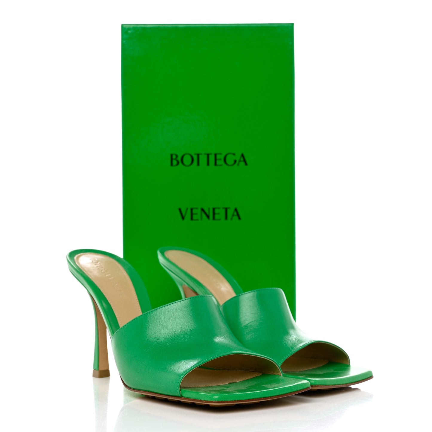 Lambskin Stretch Mule Sandals 38.5 Grass