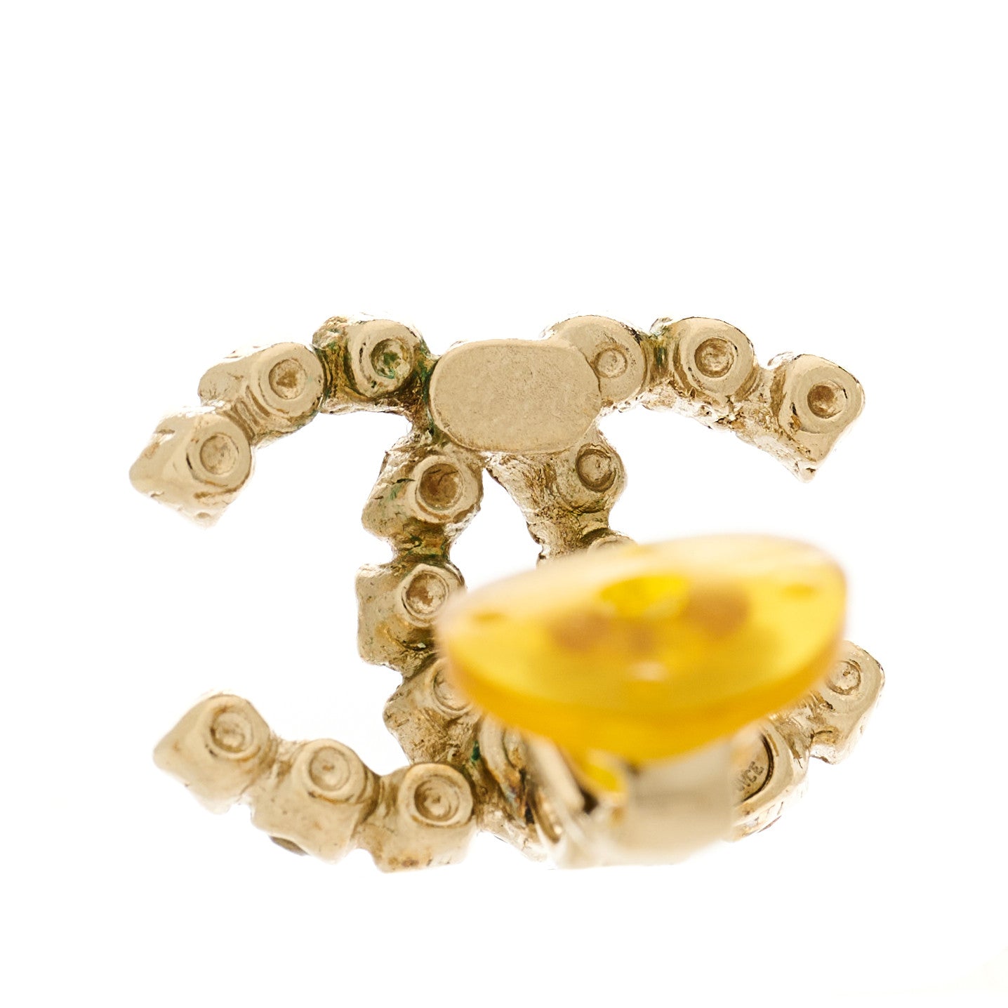 Crystal CC Clip On Earrings Gold Grey