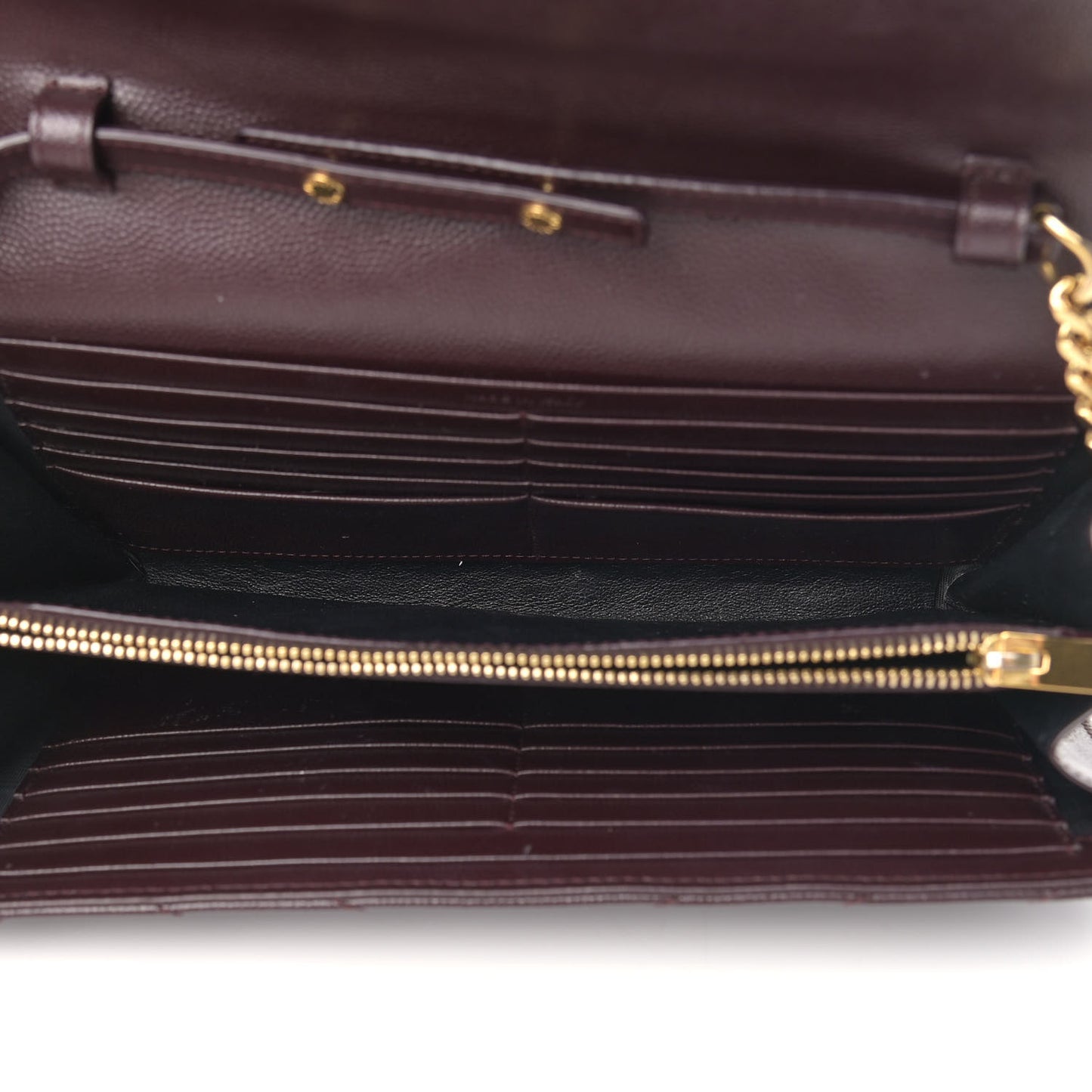 Grain De Poudre Matelasse Chevron Monogram Chain Wallet Palissandre