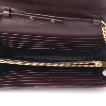 Saint Laurent Grain De Poudre Matelasse Chevron Monogram Chain Wallet Palissandre 5 of 15
