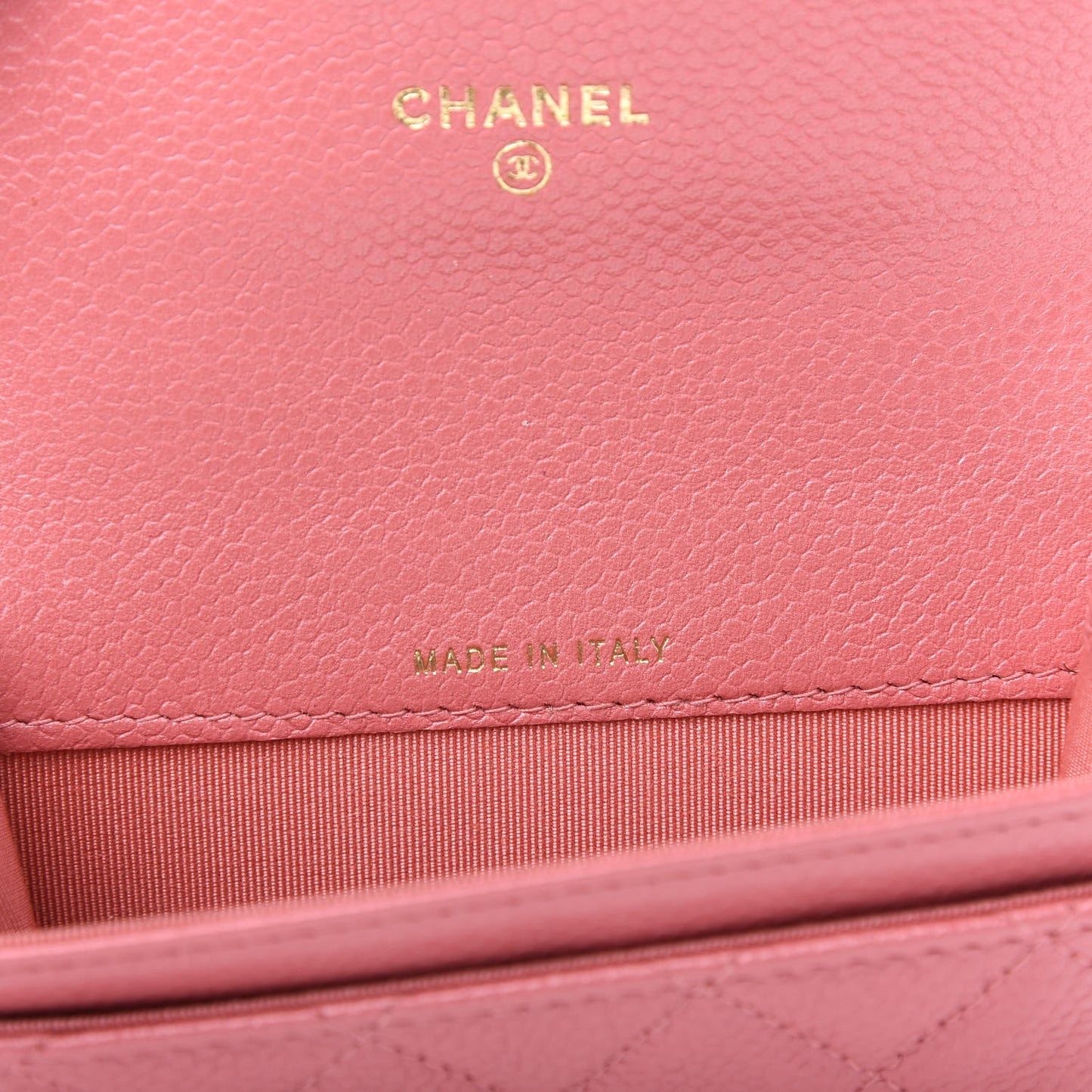 Caviar Quilted Flap Card Holder Pink
