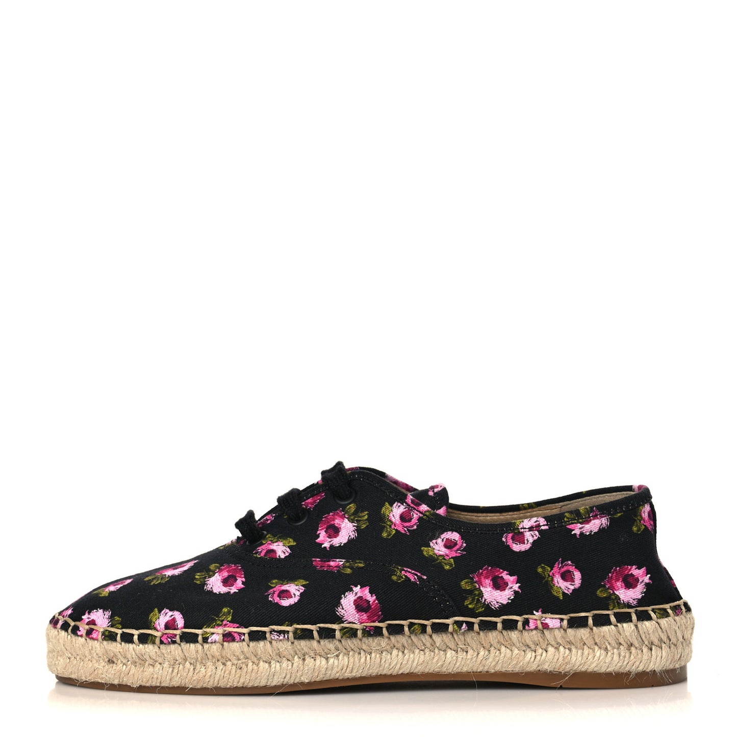 Canvas Printed Espadrille Sneakers 38.5 Black Multicolor