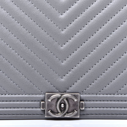 Chanel Calfskin Chevron Quilted Boy Yen Wallet Grey 11 of 12