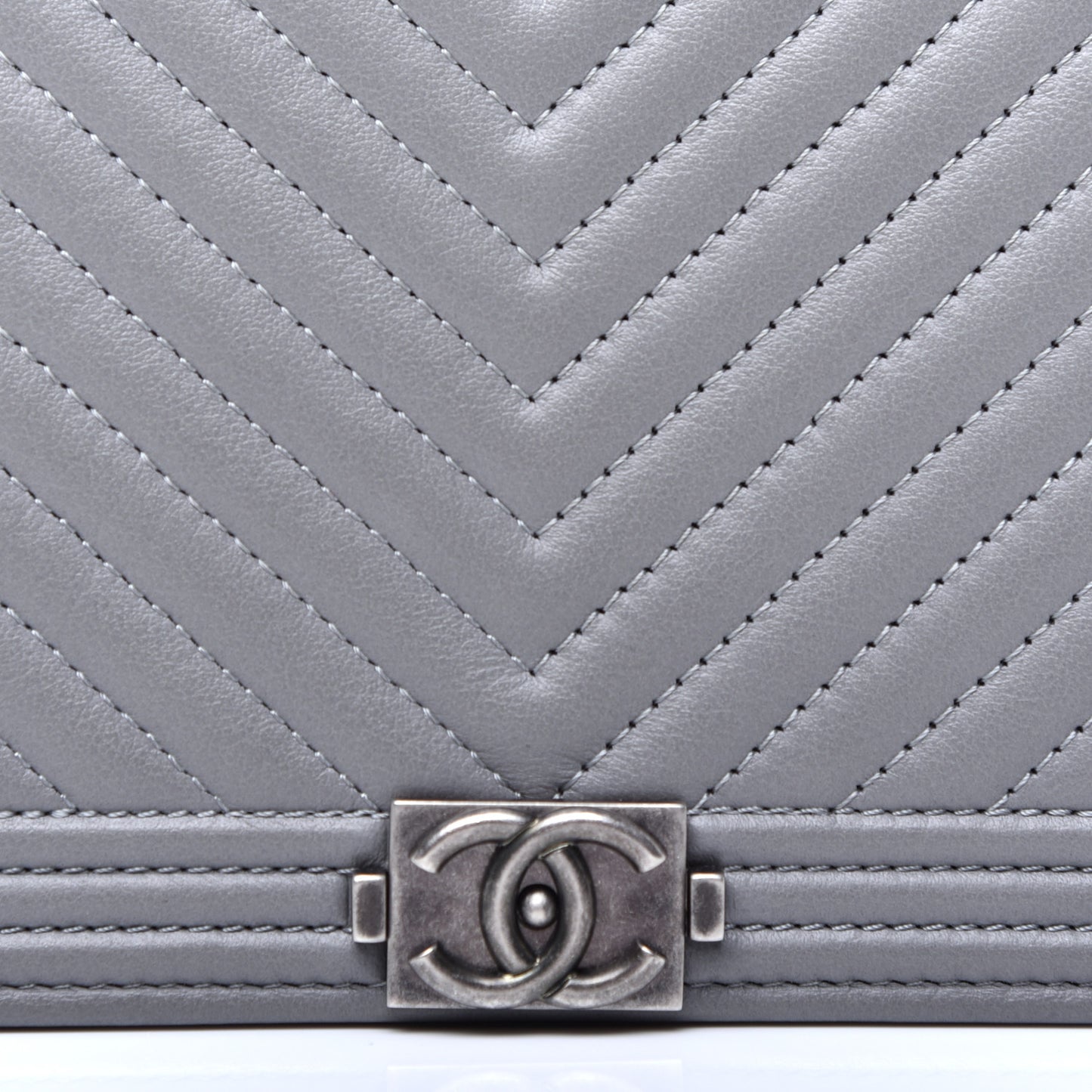 Calfskin Chevron Quilted Boy Yen Wallet Grey