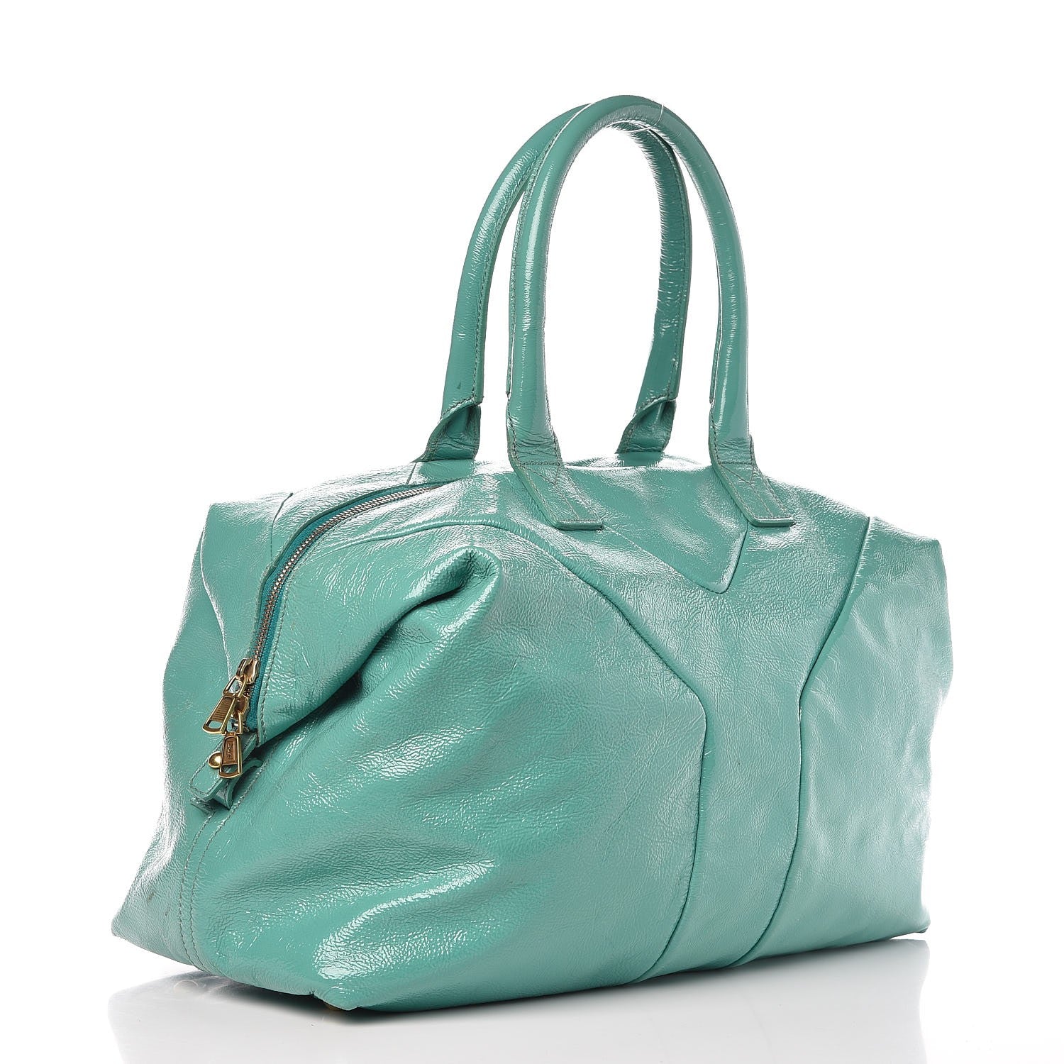 Saint Laurent Patent Calfskin Medium Easy Sac Turquoise 3 of 11