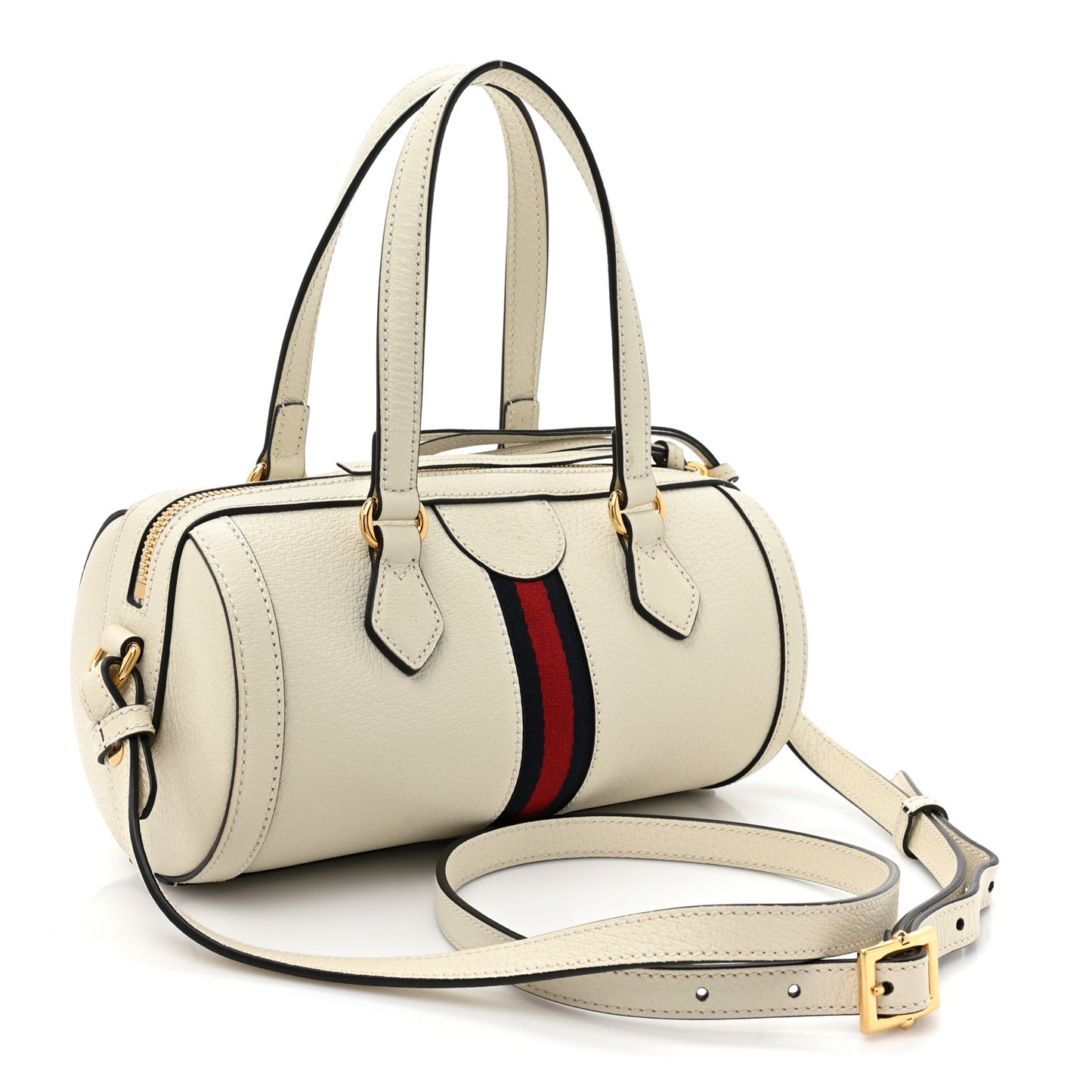 Textured Calfskin Ophidia Boston Bag Mystic White