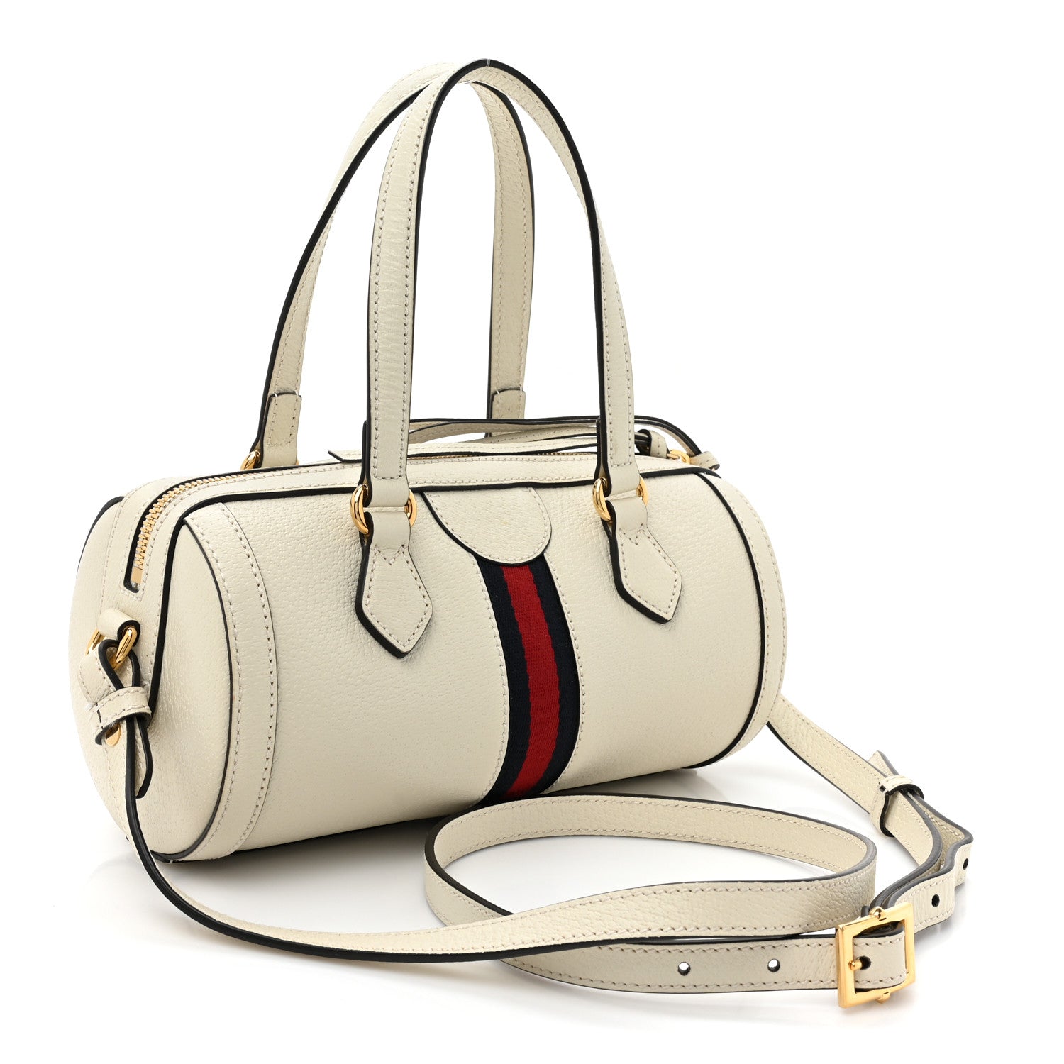 Gucci Textured Calfskin Ophidia Boston Bag Mystic White 3 of 9