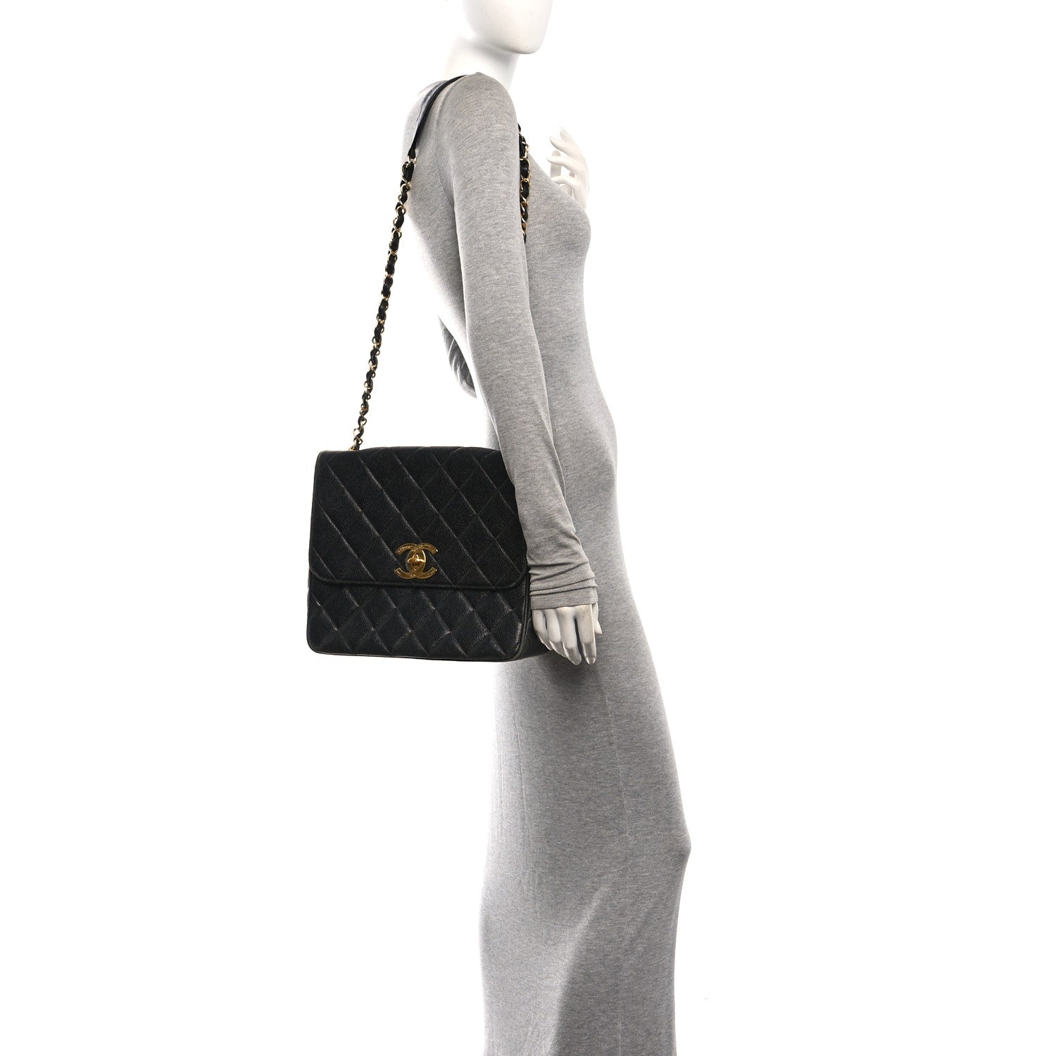 Chanel Caviar Quilted XL Single Flap Black 2 of 12