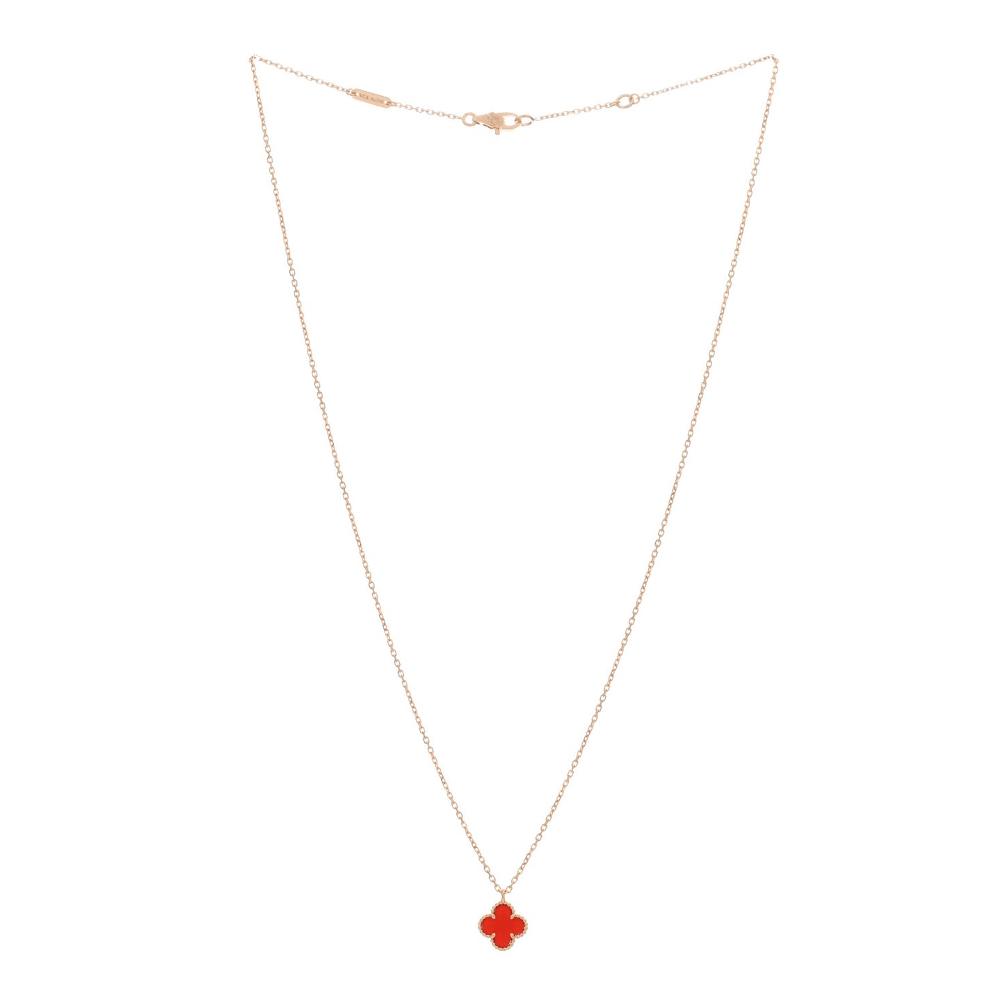 18K Rose Gold Carnelian Sweet Alhambra Pendant Necklace