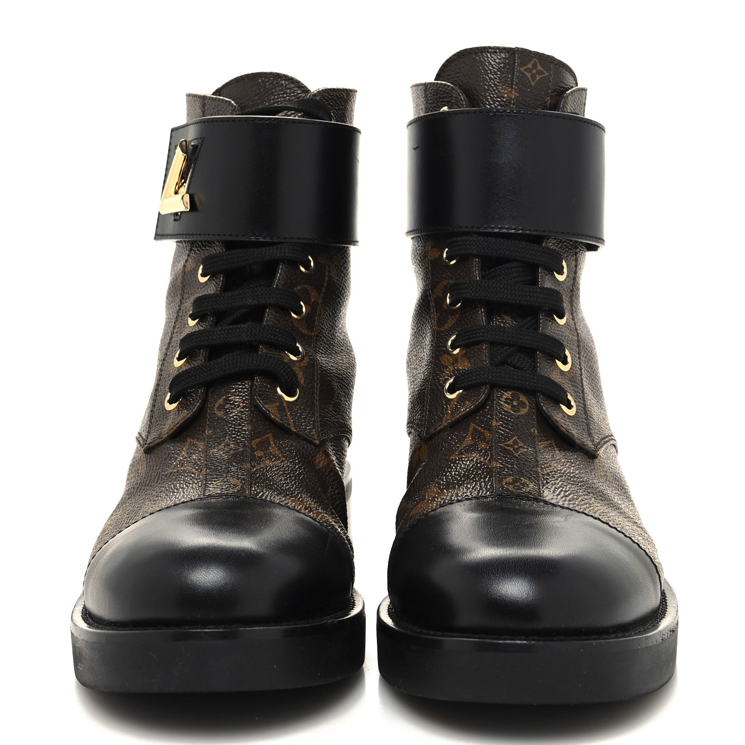 Louis Vuitton Calfskin Monogram Wonderland Flat Ranger Boots 39 Black 2 of 9