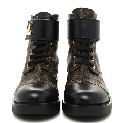 Louis Vuitton Calfskin Monogram Wonderland Flat Ranger Boots 39 Black 2 of 9
