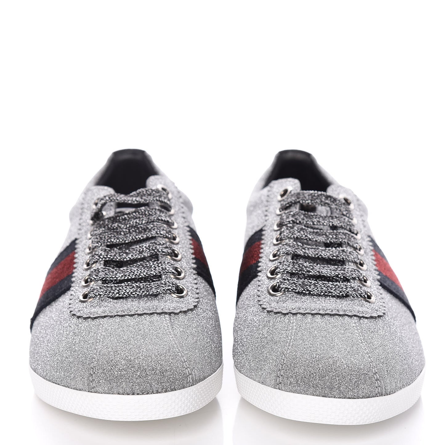 Glitter Fabric Studded Web Sneakers 36.5 Silver
