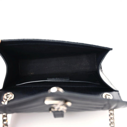 Saint Laurent Grain De Poudre Textured Mixed Matelasse Triquilt Medium Monogram Satchel Black 5 of 19