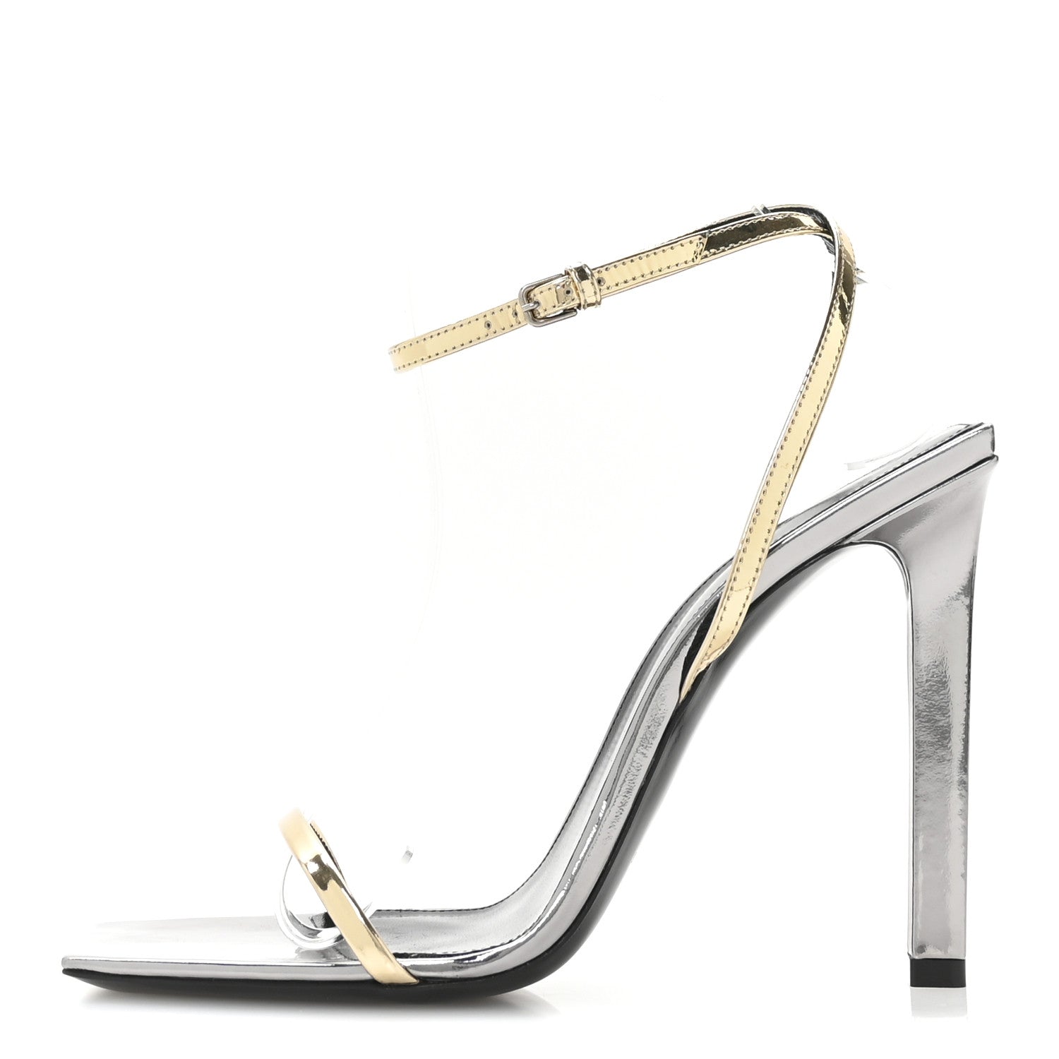Saint Laurent Metallic Patent Pam 110 Sandals 38.5 Old Gold 1 of 8