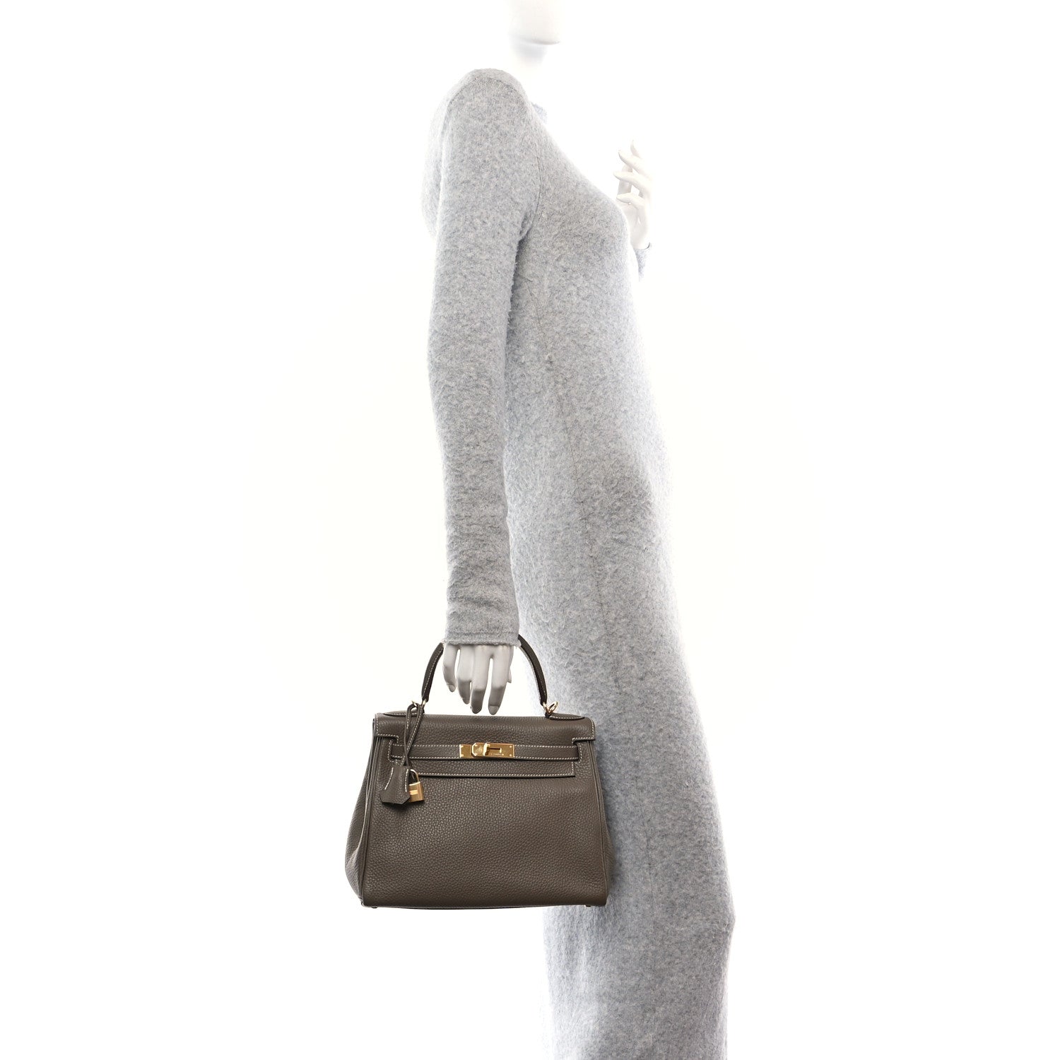 Hermes Taurillon Clemence Kelly Retourne 28 Etoupe 2 of 11