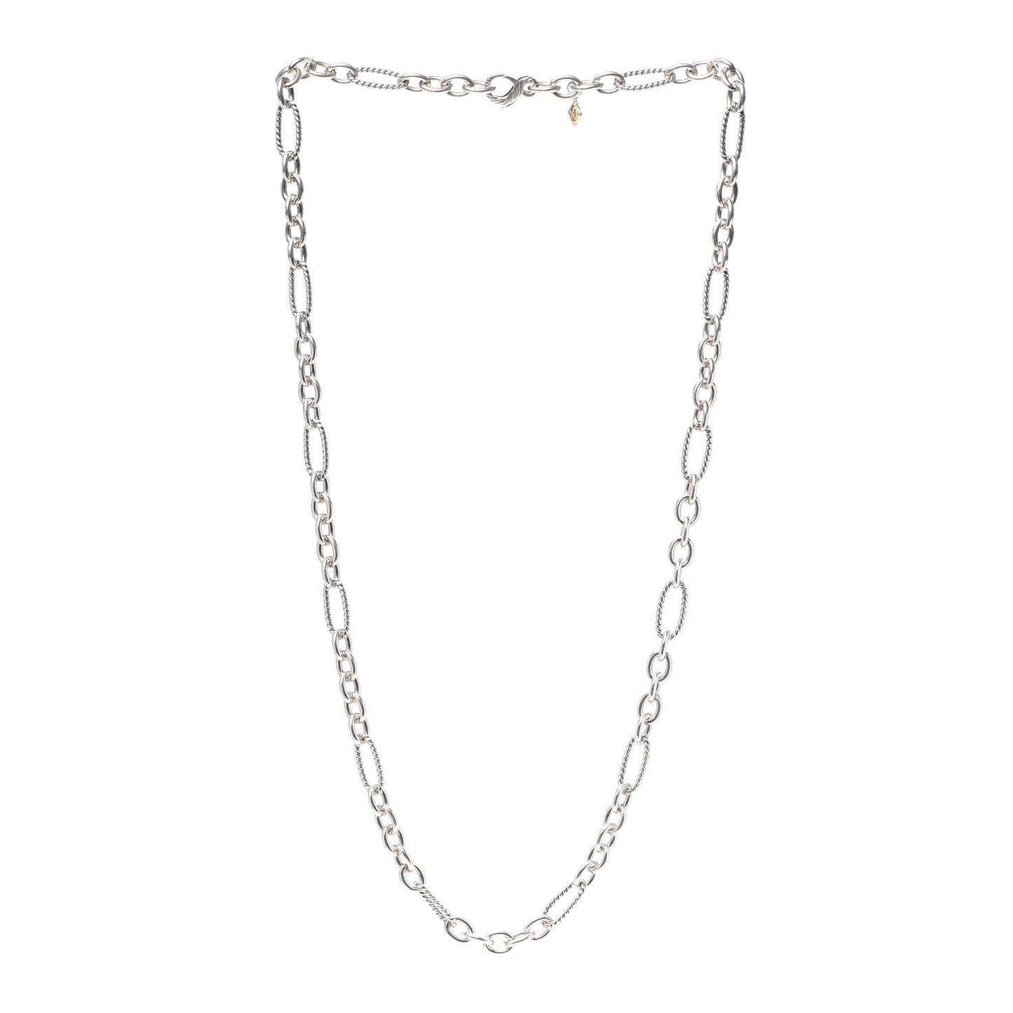 Sterling Silver 18K Yellow Gold Figaro Chain Link Necklace