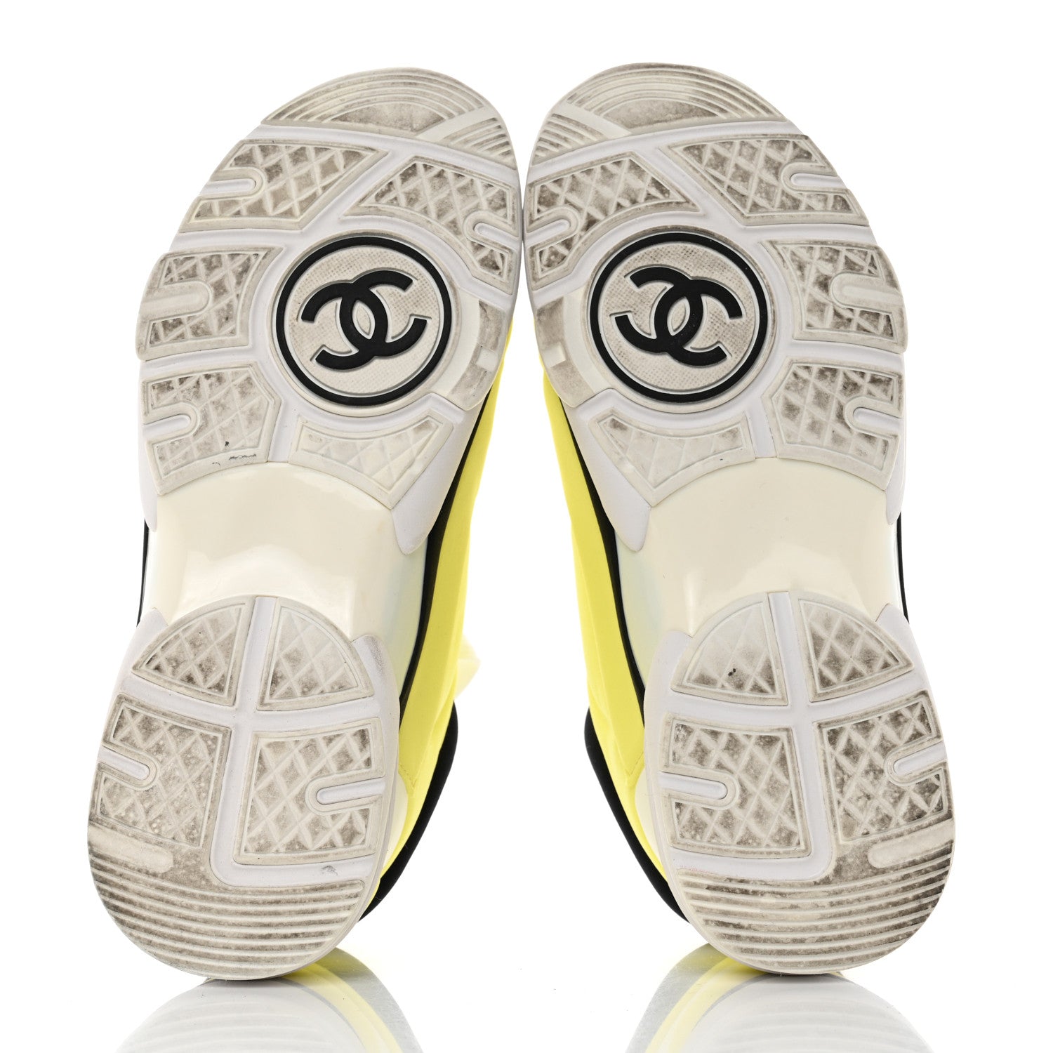 Chanel Lycra Fabric CC Sneakers 36 Yellow 5 of 8
