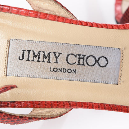 Jimmy Choo Lizard Aeon Slingback Sandals 37 Red 7 of 13