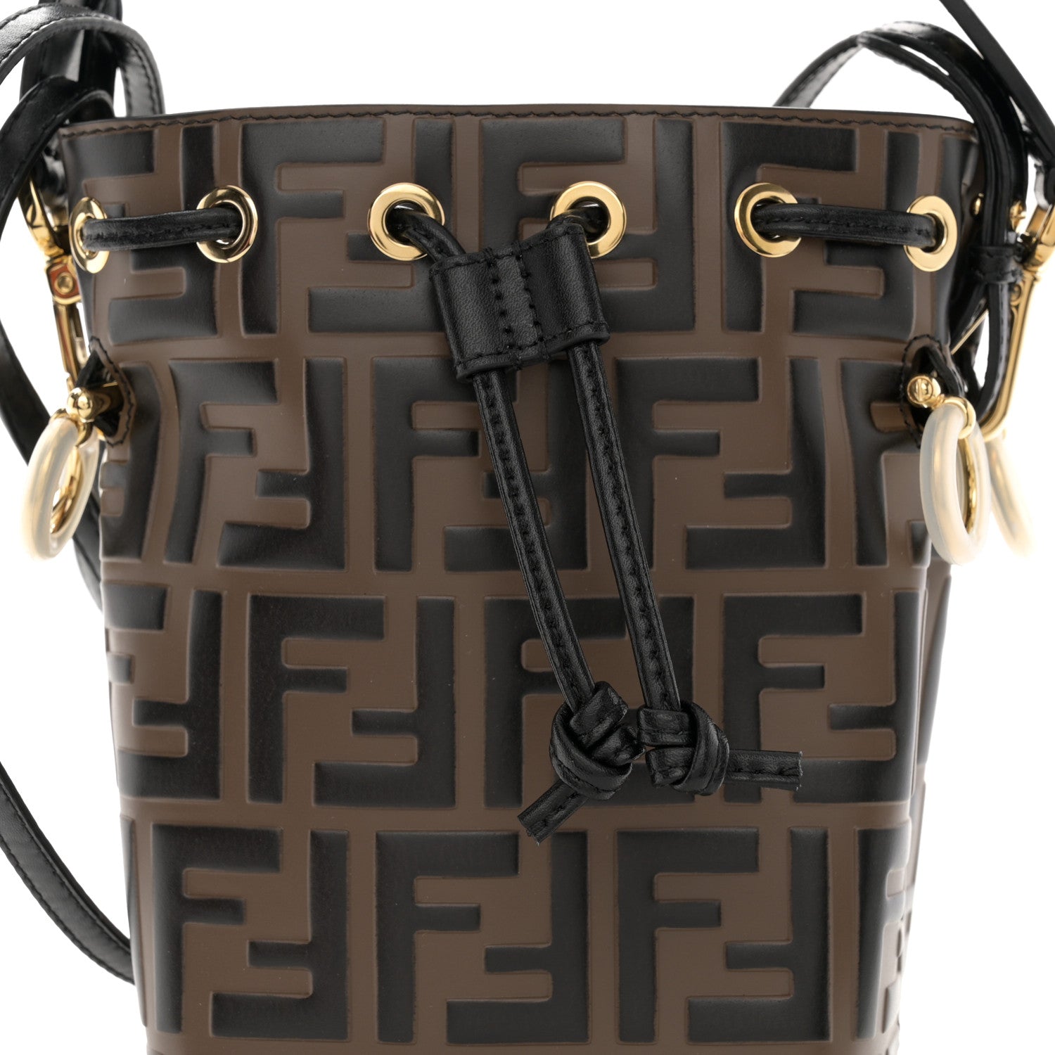 Fendi Vitello Liberty F is Fendi Bi-Color FF 1974 Embossed Mini Mon Tresor Bucket Bag Maya Black 8 of 10