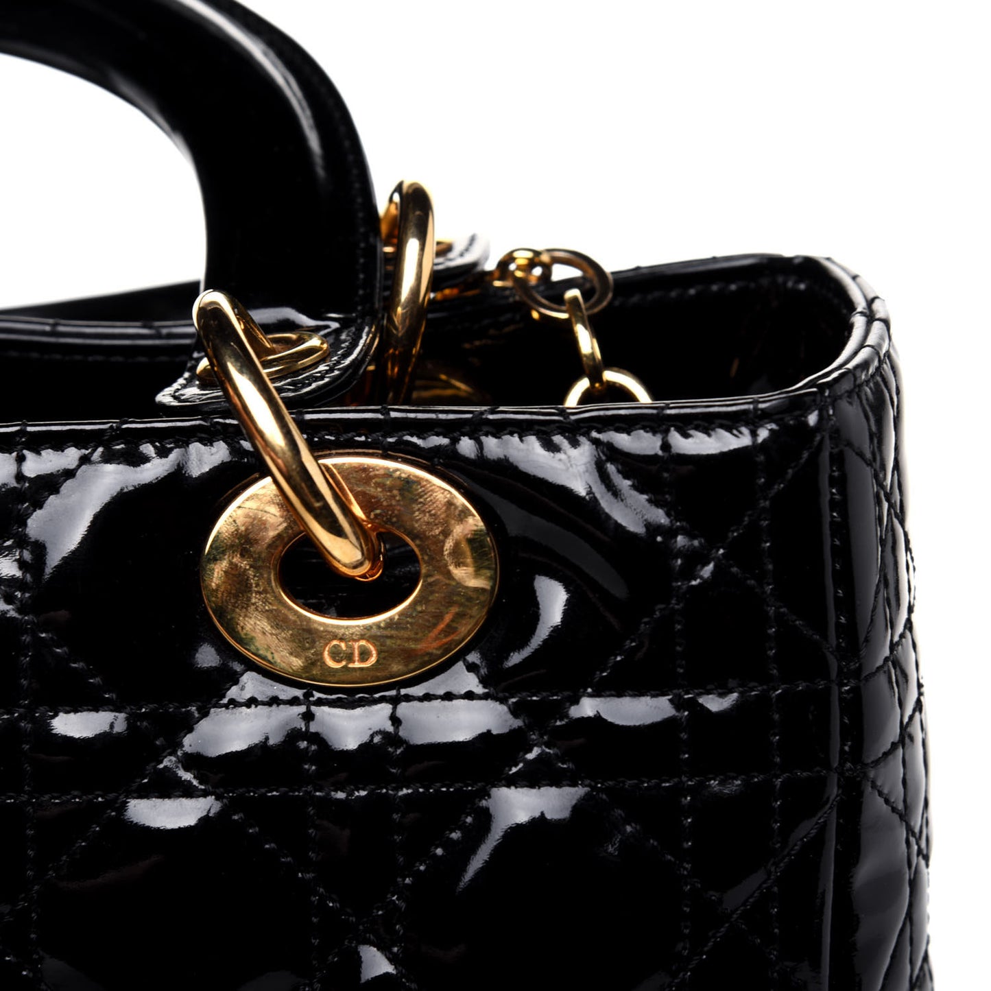 Patent Cannage Medium Lady Dior Black
