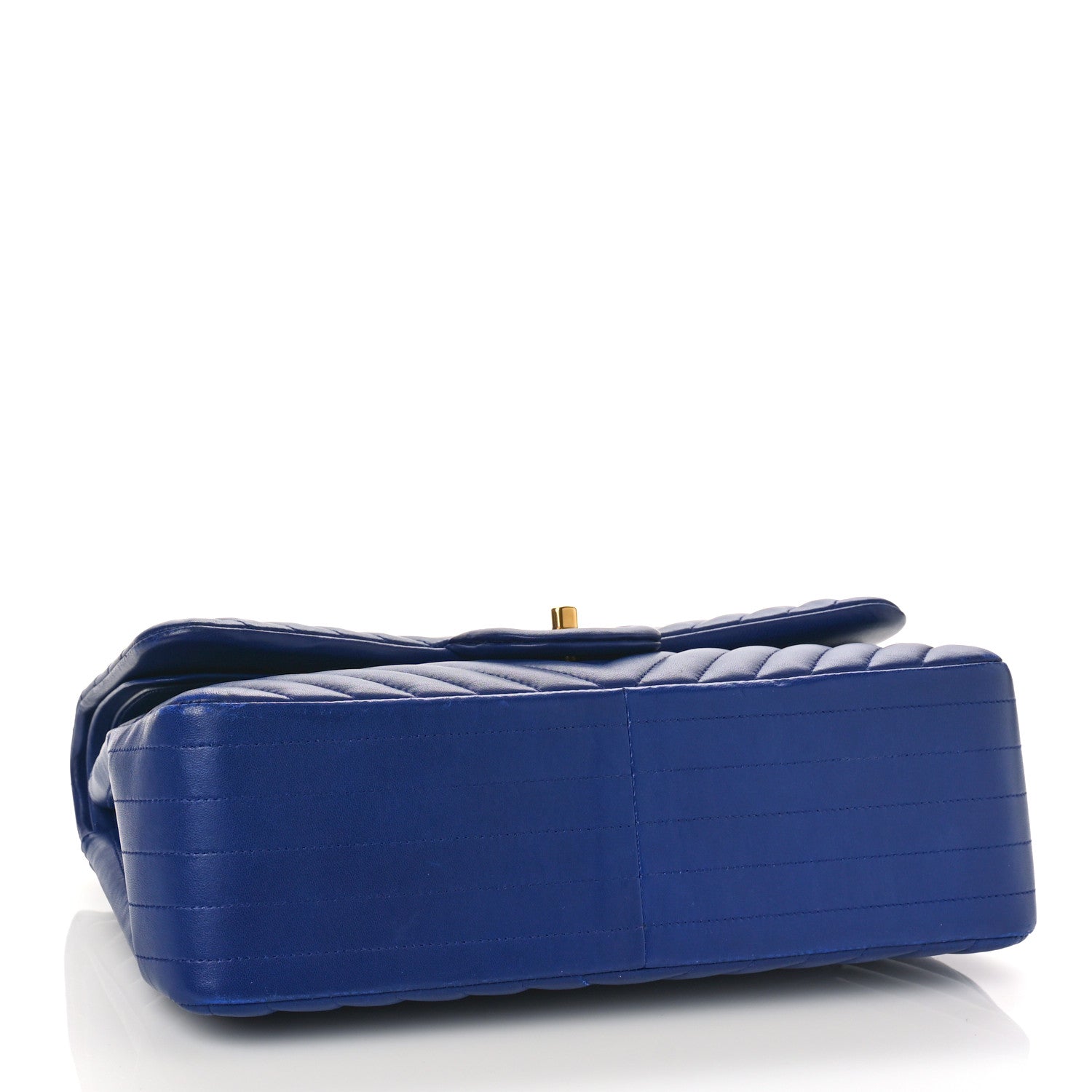 Chanel Lambskin Chevron Quilted Jumbo Double Flap Navy Blue 4 of 10