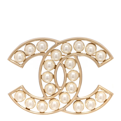 Chanel CC Pearl Brooch Pin Gold 1 of 5