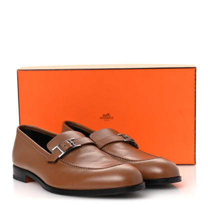 Hermes Calfskin Mens Monterey Loafers 41.5 Marron Teck 13 of 13